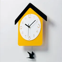 Wall Clocks Creative Fashion Living Room Clock Acrylic Mute Digital Simple Square Cuckoo Single Face