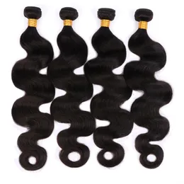 Brasilianska Peruvian Virgin Hair 4 Bundlar Body Wavehair Weft Extension Hairweave Full Head 400gram 10-30In Naturlig färg