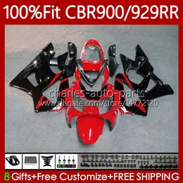 Korpus formy wtryskowej dla Honda CBR900 CBR929 CBR 929RR Czerwony Czerwony 900RR 900 929 RR CC 00 01 Nadwozie 68NO.14 900CC 929CC CBR929RR 001 CBR900RR 2000 2001 OEM Ochrodku