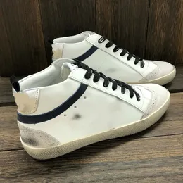 İtalya Marka Orta Yıldız Üst Sneakers Tasarımcı Yüksek Ayakkabı Kadınlar Lüks Altın Eğitmenler Pullu Klasik Beyaz Do-Eski Kirli Erkek Ayakkabı