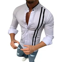 Designer Casual Fashion Shirts Plus Size Black and White Paski Bluzka Z Długim Rękawem Camicetta Luźne Fit Drukuj Blusa 3XL 4XL 5XL Koszulka Camisa Hombre