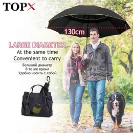 130cm Double Strong Wind Resistant Umbrella Rain Women Large Folding Non-automatic Umbrellas Men Family Travel Business Paraguas 210320