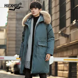 Men Long Down Jacket Mens Fashion Style Young Puffer Jacket Thicken Outdoor Warm Windproof Winter White Duck Down Coats 211204