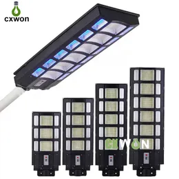 RGB Solar Street Lamp with Remote Control and Pole 150W 200W 250W 300W Radar Motion Sensor outdoor wall lamps Colorful LED landscape light for Garden Square