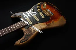 Rare Number One SRV #1 Heavy Relic Tobacco Sunburst ST Electric Guitar Stevie Ray Vaughan Tribute, Left Handed Tremolo Bridge, Alder Body, Vintage Tuners, Gold Hardware