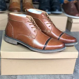 Mens designer klänning skor spets-up martin ankel boot formella affärsstövlar handgjorda äkta läder bröllopsfest sko med låda 027