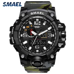 Smael Men Camo Color Военные спортивные часы 1545 стиль мужской кварцевые часы мужские светодиодные цифровые наручные часы erkek kol saati x0524