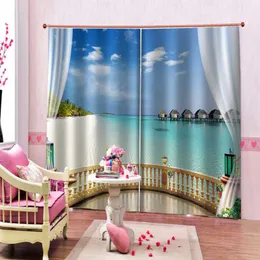 Gardin draperier 3d blackout gardiner sovrum vardagsrum kök modernt strand landskap för barn barn cortinas