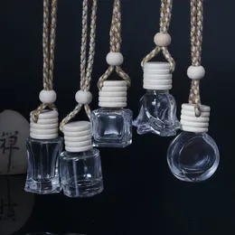 Decoração de vidro de garrafa de perfume de carro para sacos pendente de 8 ml de perfume de arejamento de ar para óleos essenciais armazenamento de fragrâncias difusor vazio dh8745