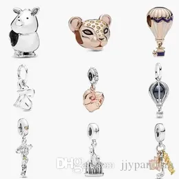 Damskie 925 Sterling Silver Charms Fit Pandora Bransoletka Styl Najwyższej Jakości Rose Gold Leopard Head Hot Air Balloon Koraliki Diy Koraliki z oryginalnym pudełkiem