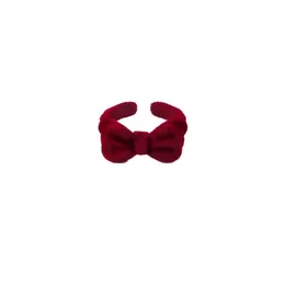 Creative Trendy Velvet Bow Band Rings for Women Vintage Blue Flocking Wine Red Open Index Finger Jewelry for Ladies Girls Gift