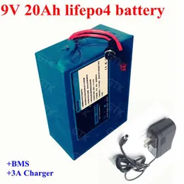 9V 20Ah Lifepo4 Lithium-Akku 9,6V mit BMS 3S 3,2V Akkus für Staubsauger Kinderspielzeugauto +2A Ladegerät