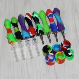 FDA Mini Silicon Nectars Smoking Silicone Pipes with 10mm Titanium/Quartz Tips glass reclaim catchers dabber wax tools