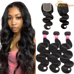 Mink Brazilian Body Wave Hair bundles With Closure 4X4 Lace Closure With Bundles Mink Brazilian Virgin Hair Body Wave Human Hair With Closure