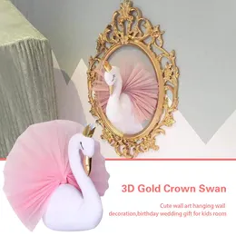 Dekorativa föremål Figurer Swan Head Chiffon -klänning med gyllene mönster för dagis hängande födelsedagspresent Barnrum Väggdekorat