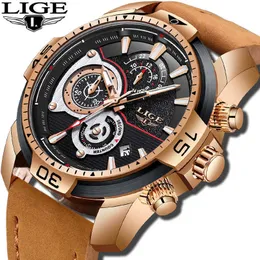 Business Men Watch LIGE Mens Watches Top Brand Luxury Quartz Gold Watch Men Military Waterproof Sport Watch Erkek Kol Saati 210527