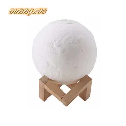 880ML Moon Lamp USB Air Humidifier Ultrasonic Essential Oil Diffuser Mist Maker Household 3 Color Night Light 210724