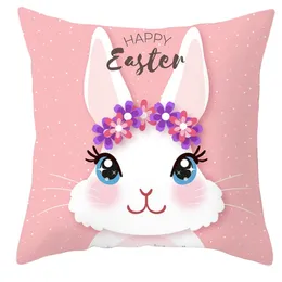 45*45cm/18*18inch Easter Pillowcase Rabbit Sofa Cushion Case Bed Pillow Cover Easter Eggs Bunny Home Decor Chair Car Cushions Covers Party Decoration JY0951