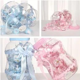 Wrap prezent 30 sztuk Baby Girl Chłopiec Plastikowe pudełka Prysznic Cukierki Chrzest Box Bottle House Boite Drages de Mariage Packing