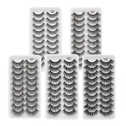 10 pairs 3D Vegan Vizon Kirpikler Doğal Kalın Yanlış Kirpik Wispy Sahte Lashes Faux Cils Makyaj Kirpik Uzatma Maquiagem