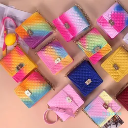 Tasarımcı-Omuz Çantaları PVC Yaz Jöle Çanta Mini Crossbody Kadınlar Gökkuşağı Renk kadın Çanta ve Çantalar Graffiti Messenger