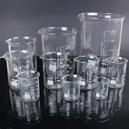 Lab Supplies 1 Lot 25 ml till 1000 ml låg form Bägare kemi Laboratorie Glas transparent kolv förtjockad med pip