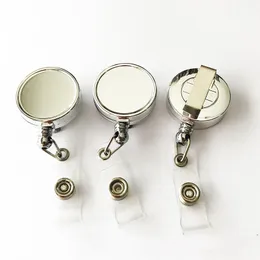 Sublimering Blank Retractable Lanyard Namn Tag Kort Badgehållare Metallklämma Enkel att använda Hot Transfer Utskrift Förbrukningsvaror Storlek 28mm W0199