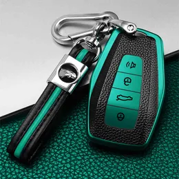 TPU + Leather Car Remote Key Case Cover Holder Shell For Geely Emgrand X7 EX7 Coolray 2019-2020 Auto Styling Fob Accessories