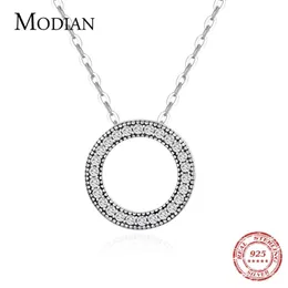 Modian Romantyczny Prawdziwy 925 Sterling Silver Moda Okrągłe Serca Naszyjnik Dla Kobiet Fantastyczne Naszyjniki Ślubne Biżuteria Prezent 210721