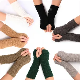 Arm Warmers Wool Mitten Warm Fingerless Gloves Thicken Hand Warmer Winter Women Arm Crochet Knitting Faux Gloves Arm Cover White
