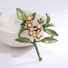 Pianta di colore verde vintage perle perle neroli spille per spille da fiori per le donne coath accessori regali