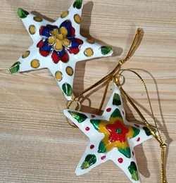 Handmade Colorful Cloisonne Enamel Large Star Charms DIY Jewelry Making Findings Sweater Chain Pendants Key Holder Bag Accessories