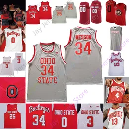 Ohio State Buckeyes Basketballtrikot NCAA College Cedric Russell Jamari Wheeler Malaki Branham Kalen Etzler Harrison Hookfin Meechie Johnson Jr. Sotos