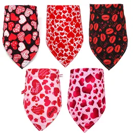 Dog Apparel Valentine's Day Dogs Bandana With Heart And Love Design Triangle Bibs Pet Scarf Accessories For Medium To Large Dogs Red Lips