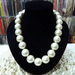 Lägsta sällsynta enorma 20 mm South Sea White Shell Pearl Necklace Jewelry Fashion Jewely