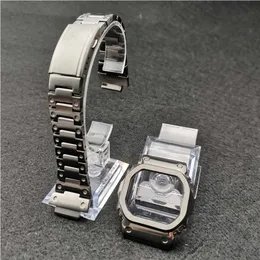 Grå färgklocka Bands modifiering Watchband Bezel / Case DW5600 GW-M5610 Metal 316L Rostfritt stålband Bälte med verktyg H0915