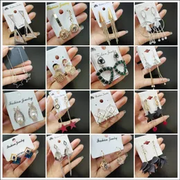 Mix Styles S925 Silver Needle Elegant Diamond Dangle Örhängen Mode Kvinnliga Koreanska Örhängen Zircon Ear Smycken
