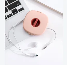 Roterande multifunktion Portable Data Cable Earphone Laddning Storage Box Multifunktionell Roterbar Mini Wire Clips Organizer Mobiltelefon DHL Free