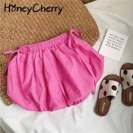 summer girl baby cute cotton knickerbockers children's lace-up shorts 210515