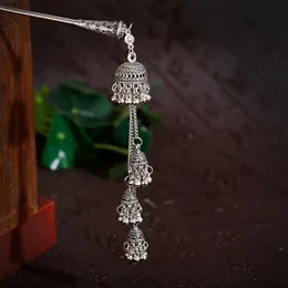 Vintage Silber Farbe Glocken Haarnadel Für Frauen Ethnische Perle Quaste Anhänger Haar Sticks Schmuck Clips Haarspangen