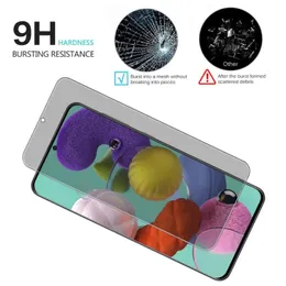 Protetor de tela de vidro temperado com privacidade para Galaxy A11 A41 A51 A71 A81 A91 Note 10 S10 Lite Anti -Film Celular Protectors