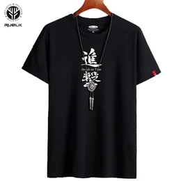 Ruelk 여름 새로운 남성 캐주얼 T 셔츠 재미 중국어 문자 인쇄 거리 힙합 트렌드 반팔 대형 T 셔츠 210324