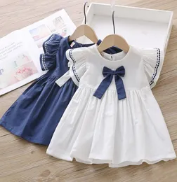 Dziewczyny Dresses List F F Dzieci Bow Cute Sukienki Elegancki Krótki Rękaw Spódnica Luksusowa Odzież Baby Lace Princess Dress