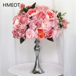 Özelleştirilebilir Gül Şakayık Ortanca Yapay Çiçek Topu Parti Düğün Yemeği Masa Centerpiece Ipek Çiçek Aranjmanı Buket 210317