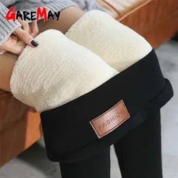 Garemay High Waist Spandex Ciepłe Spodnie Zima Chuda Gruba Aksamitna Polar Dziewczyna Legginsy Damskie Spodnie dla 211204