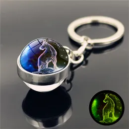 Dropship 12 Constellation Luminous Keychain Glass Ball Pendant Zodiac Glow in the Dark Key Chain Holder 남자 여자 생일