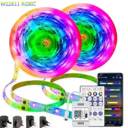 LED Strip Light RGBIC Dream Color WS2811 Smart App Control Addressable 5050 Flexible Tape 30M 20M Rainbow-Like Effect Lamp Gift W220224
