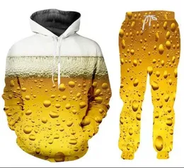 2022 New Men/Womens bar beer foam Funny 3D Print Fashion Tracksuits Hip Hop Pants + Hoodies ok02
