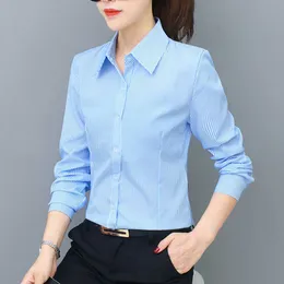 Korean Fashion Women Shirts Elegant Woman Stripe Plus Size Long Sleeve Blouses Blusas Mujer De Moda Tops 210531