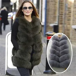 Vinter Bigsale Kvinnor Real Fur Vest Naturligt Äkta Läder Lång Gilets Full Pelt Waistcoat 211129